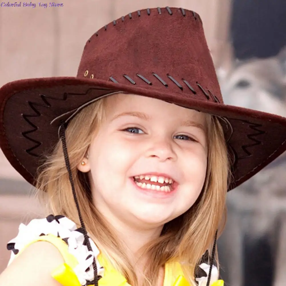 New Arrival chapeau kids Fashion Cowboy Hat For Kid Boys Girls Party sombrero leather Costumes Cowgirl Hats Caps Cowboy Hats