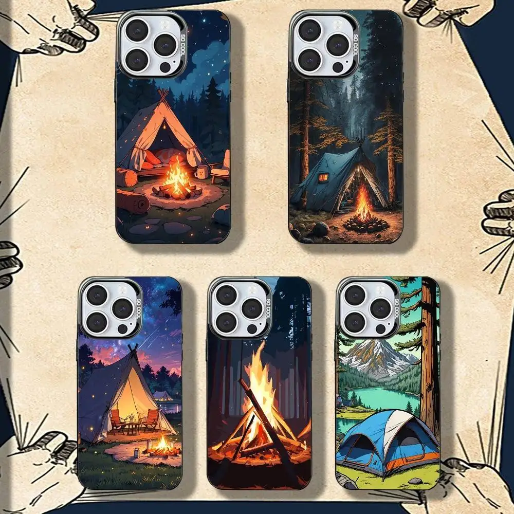 

Outdoor Campings Phone Case For iPhone 16,15,14,13,12,11,8,7,Pro,Max,Plus,Mini,XS,SE Shockproof Matte Cover