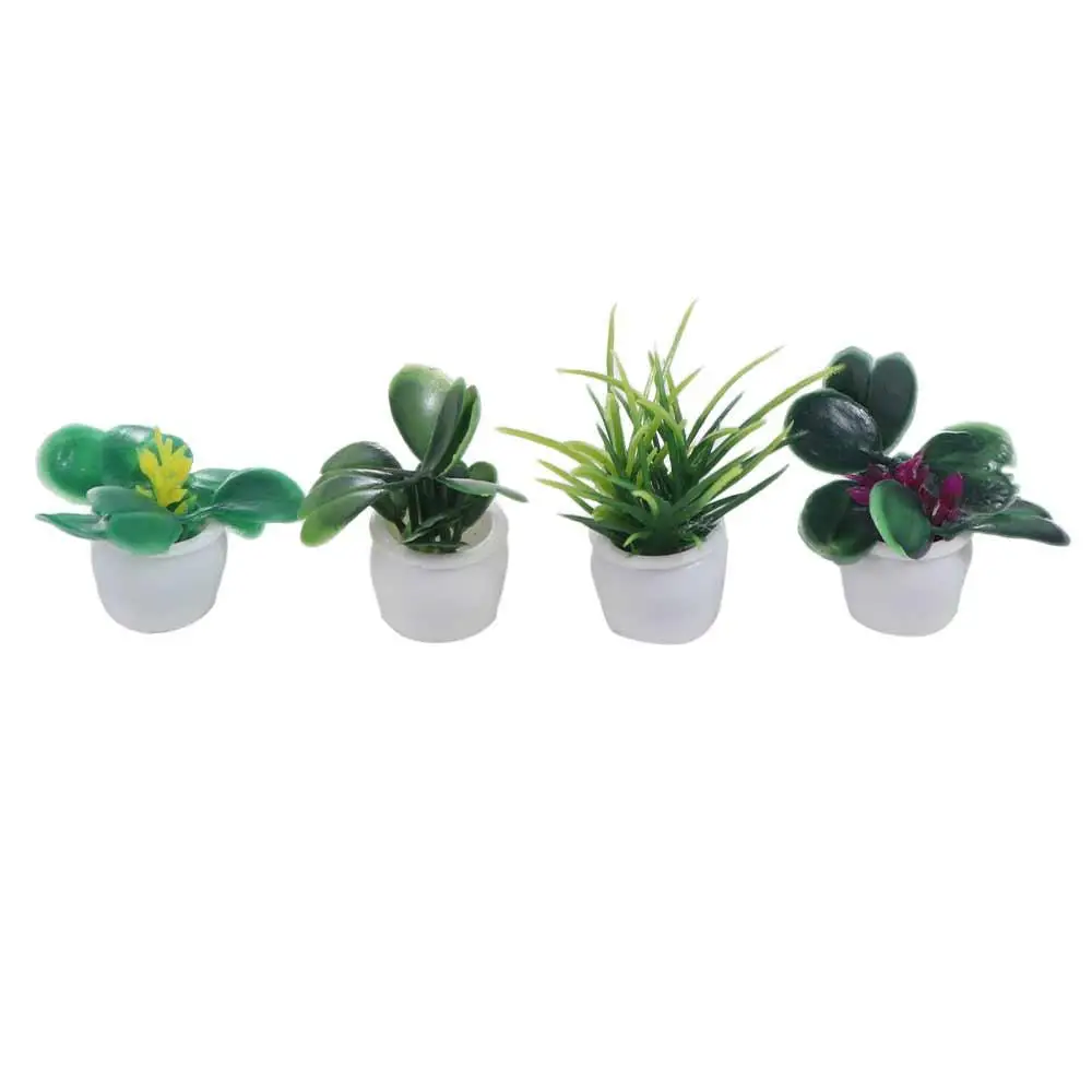 Simulation Plants Mini Tree Potted 1:12 Dollhouse Plastics Simulation Potted Plants Mini Resin Dollhouse Green Plant