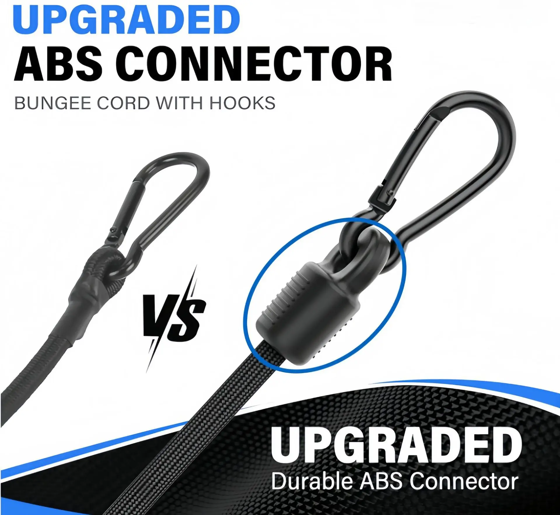 SEAMETAL 2 Stück robuste Gepäckverpackungsseile, elastisches Bungee-Seil, Befestigungsband mit Karabinerhaken für Radfahren, Camping, Outdoor – Detail 15