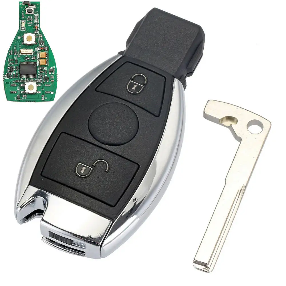 

433Mhz 2 Buttons Car Remote Key With Battery Chip Keyless Replacement with Lock Unlock Buttons for Benz 2000+