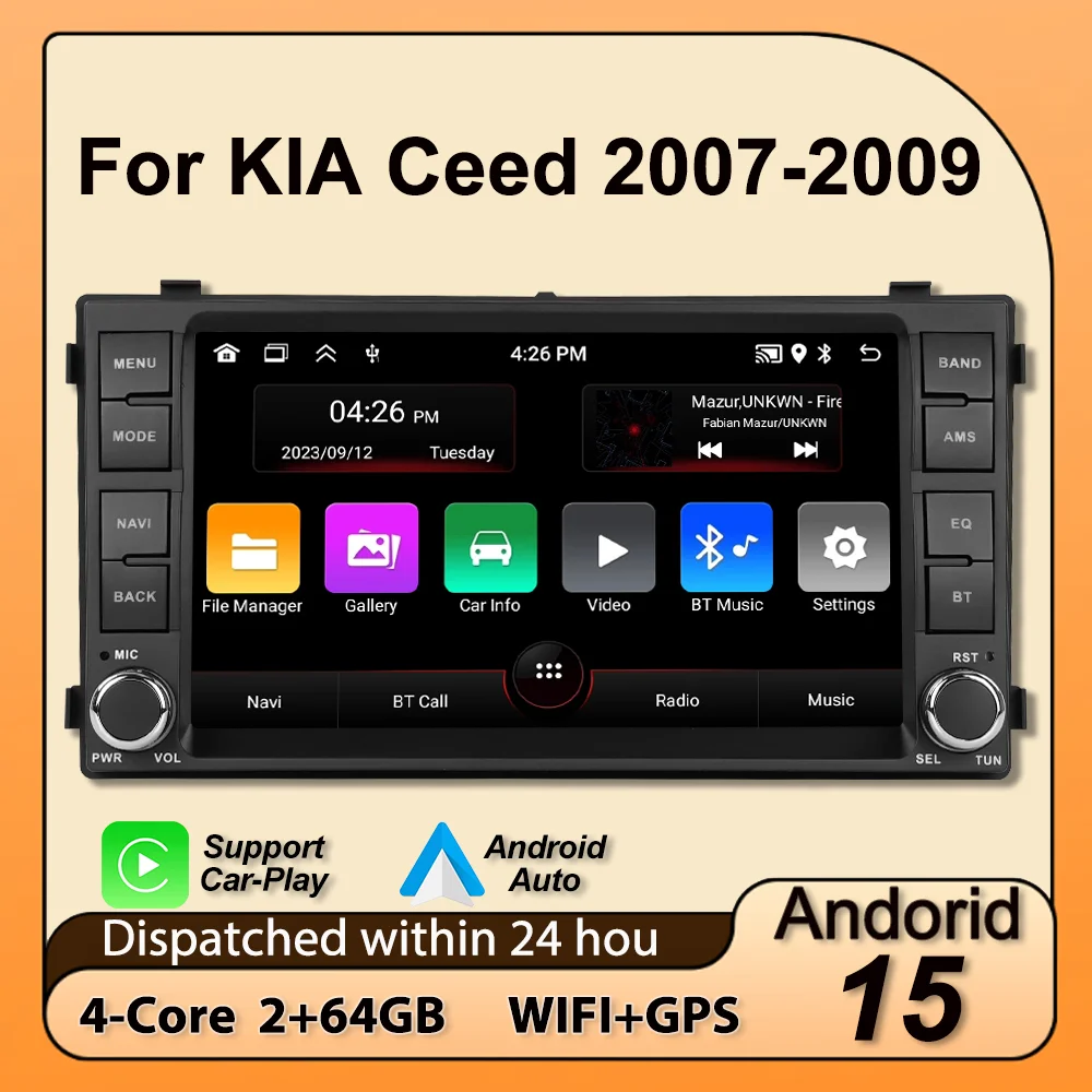 Für Kia Ceed Venga 2007-2009 Android 15 64G 2 Din Autoradio Carplay GPS Zentrale Multimedia-Player Intelligente auto audio system