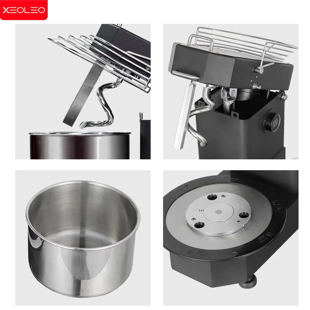 Xeoleo hm10td misturador de alimentos elétrico comercial 10l fácil tigela removível misturador espiral com cabeça inclinada misturador massa profissional