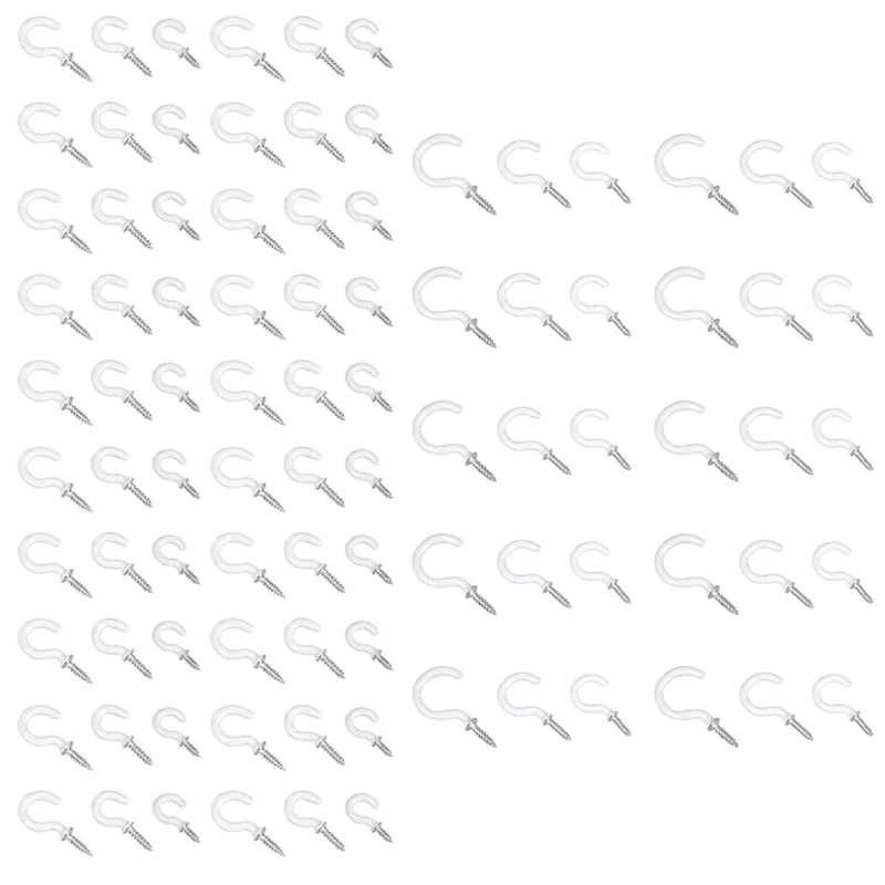 

AEE2-90 Pieces White Ceiling Hook Kit With Open Circle Screws And Eyelet Screws For Home Decoration