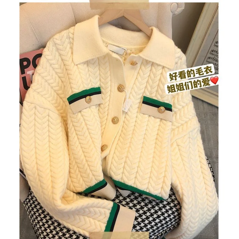 Knitted Cardigan Coat Women 2023 Early Autumn Temperament Celebrity Fashion Westernization Long Sleeve Cardigan Sweater Women