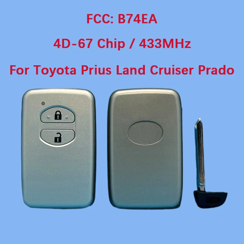 

CN007169 Aftermarket 2-кнопочный смарт-брелок 433 МГц FCC 89904-47190 4D чип для Toyota Prius Land Cruiser Prado 2010+