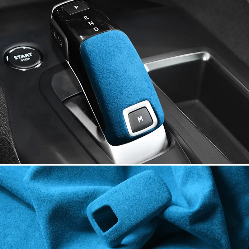 لبيجو 508 2008 4008 5008 مقبض ناقل حركة السيارة واقي أحذية بلاستيك ملصقات الكسوة الضبط الداخلي اكسسوارات مصنوعة من الكانتارا #4