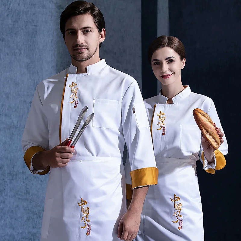 C134 unissex casaco de chef das mulheres dos homens longo/curto jaqueta de cozinheiro restaurante hotel uniforme padeiro garçom usar jaqueta de chef casaco