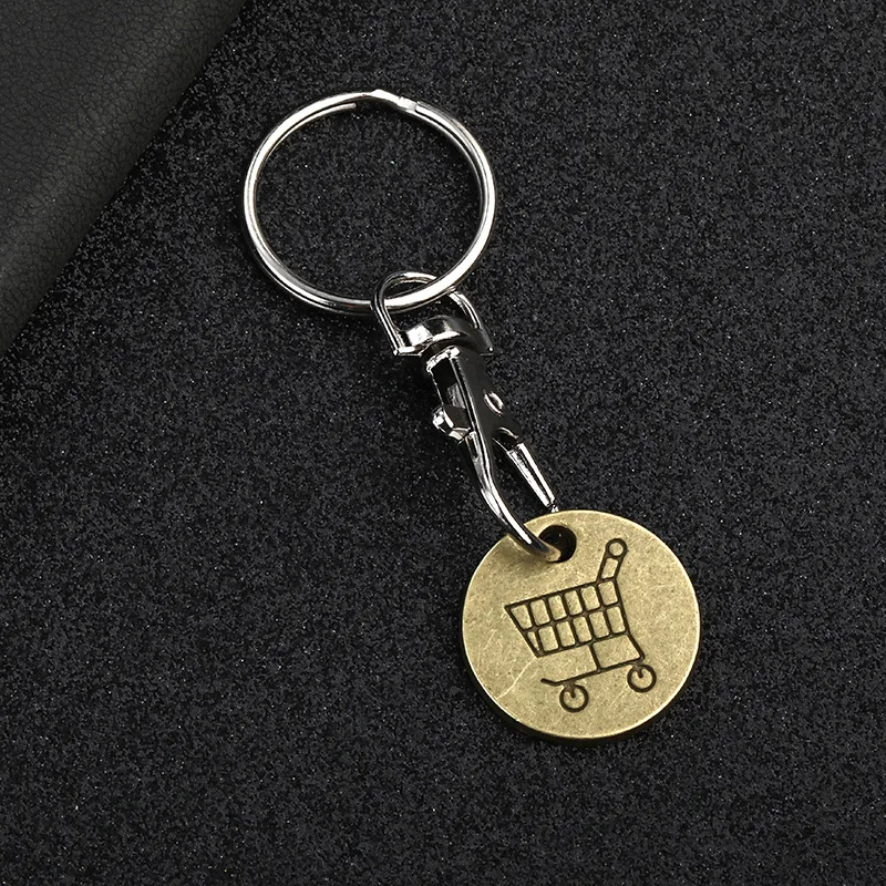 Cross border European and American Supermarket Handpushed Shopping Cart Logo Coin Metal Token Lobster Chain Creative Keychain