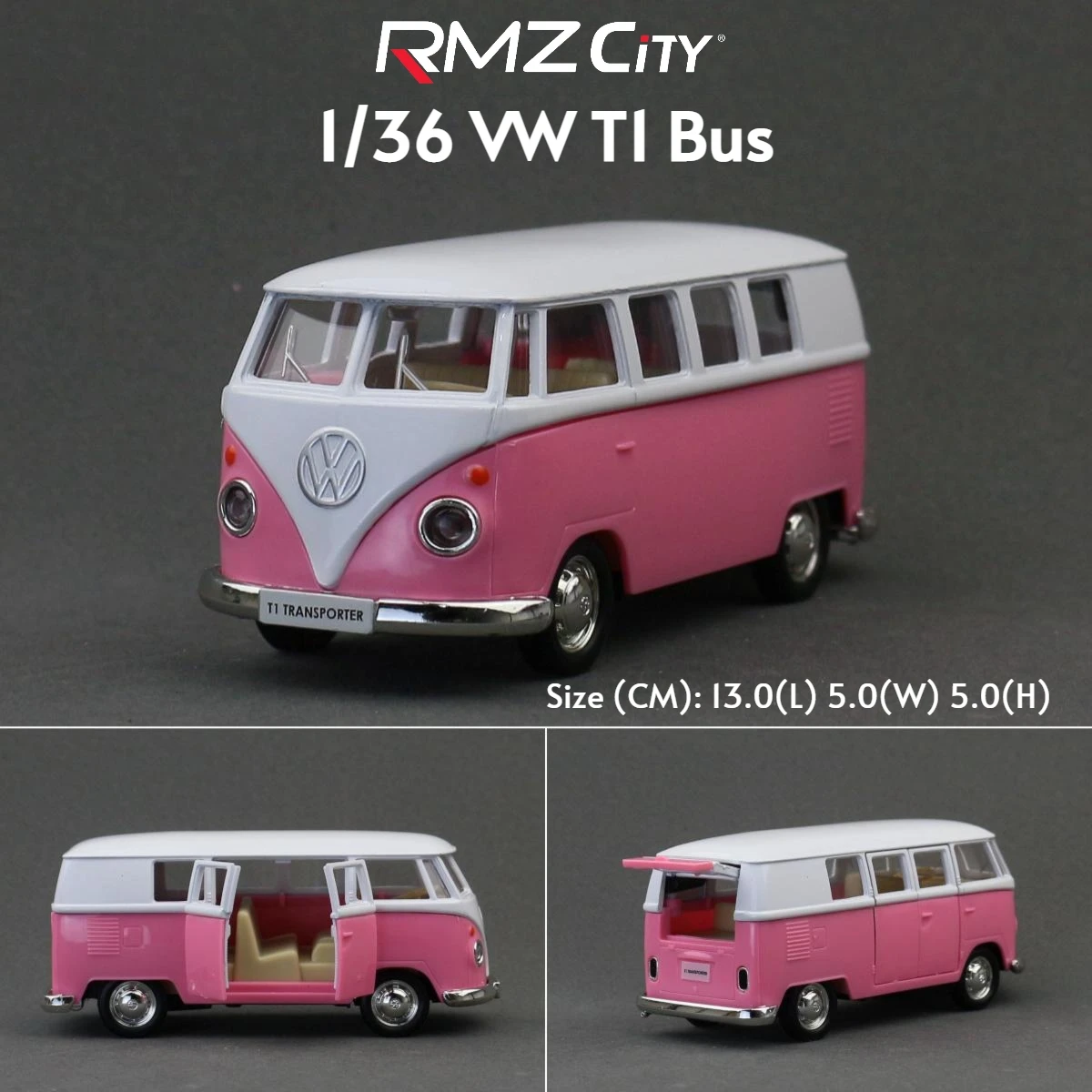 Model Car “Miniaturas REI” VW Kombi 1/36 Volkswagen T1 Transporter Samba Bus RMZ CiTY 5'' Toy Car