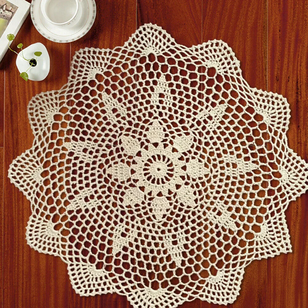 High Quality Brand New Doily Table Cloth Mat Lace Round Table Cloth 40cm/15.74inch Countryside Vintage Crochet Doily Mats