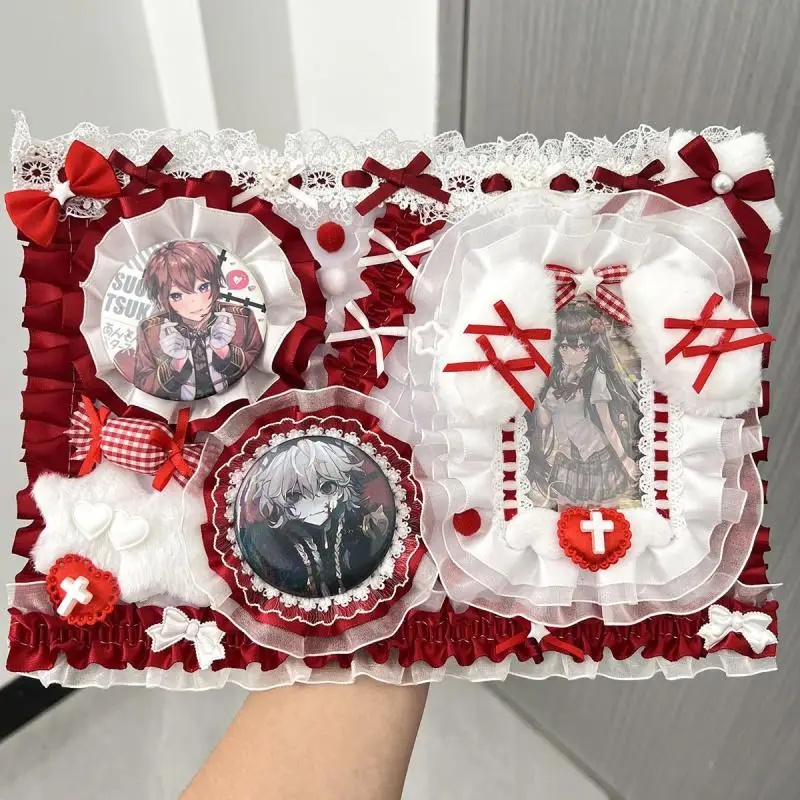 Lolita Cosplay Ita Bag Badge Organizer Board. Hand Made Card Holder Insert Board. Lace Ribbon Decorative Pain Board