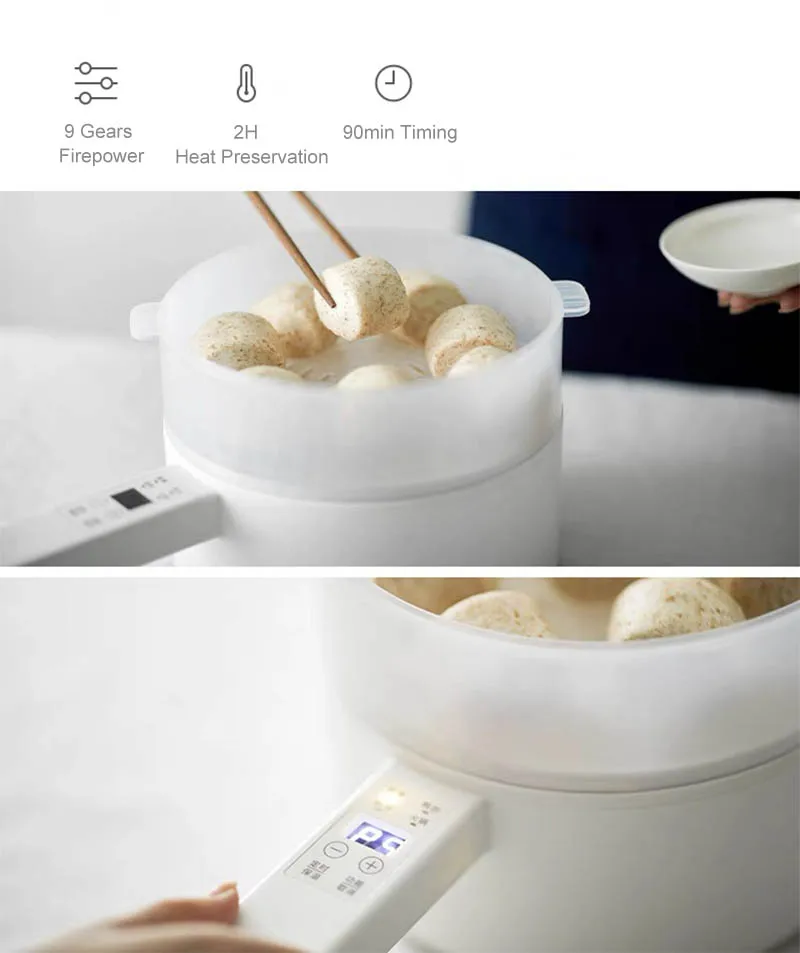 Olayks 700W fornello elettrico per uso domestico multifunzione 1.5L pentola elettrica antiaderente a vapore bollito fornello lento elettrodomestici da cucina