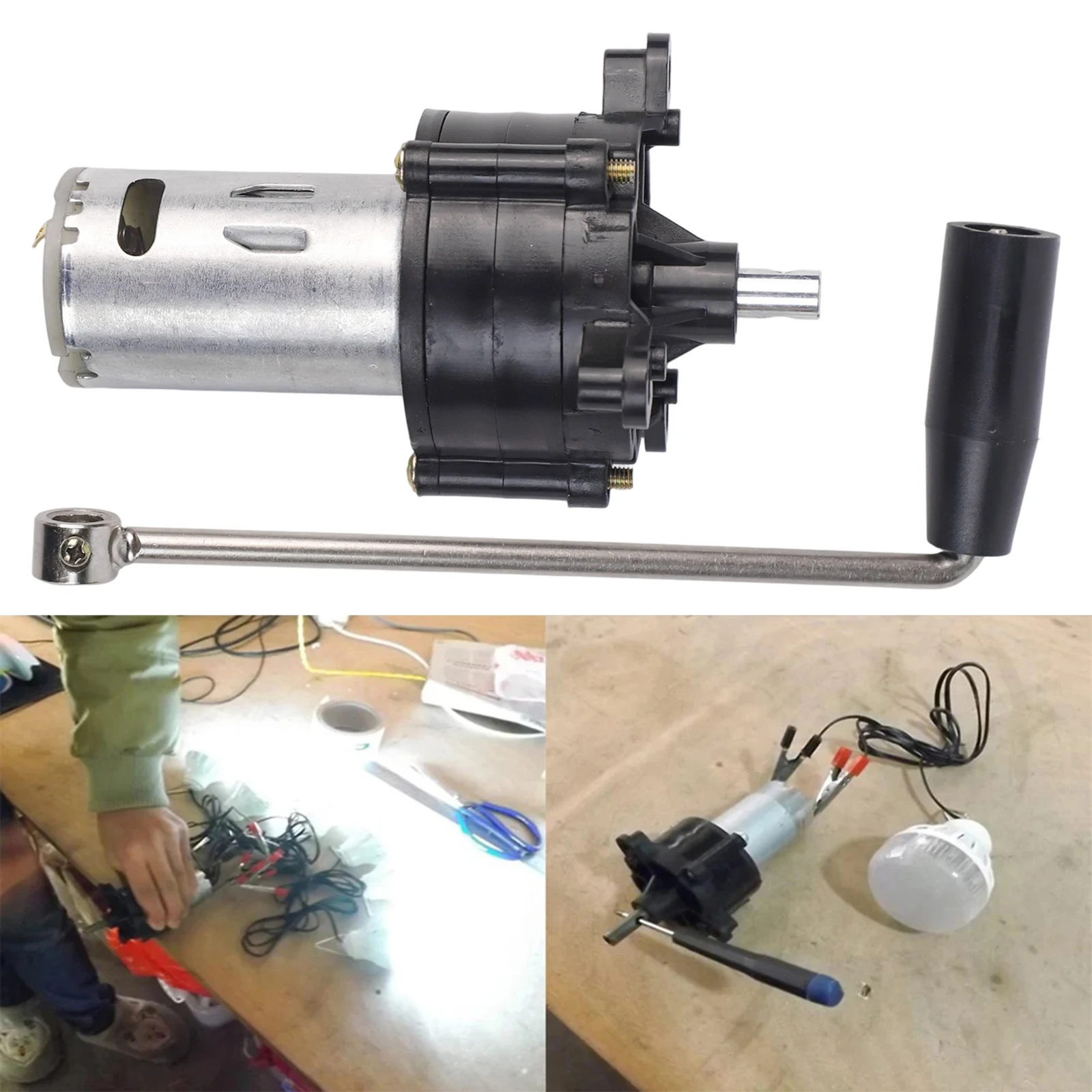 DC 6V-24V Hand Crank Hydraulic Generator Stainless Steel PVC High Efficiency Motor For Power Backup For Educational Tool