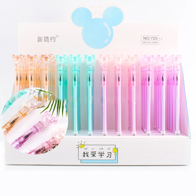 

16/48pcs Disney Gel Pens Kawaii Mickey Crystal Signature Neutral Pen Student Writing Office School Supplies Stationery Wholesale