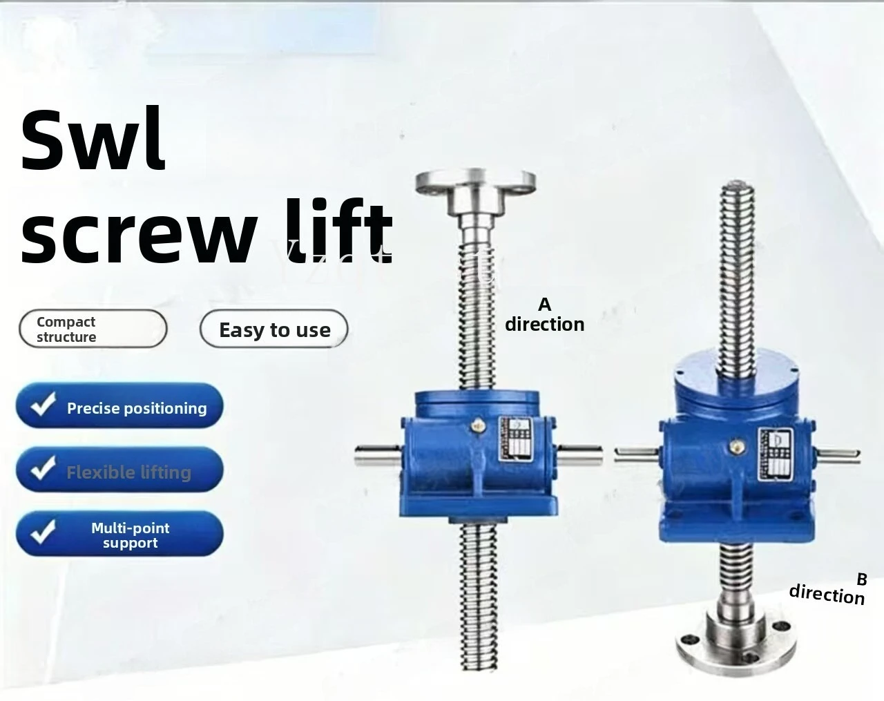 SWL worm gear screw lift, vertical flange copper nut lift, small self-locking screw lift