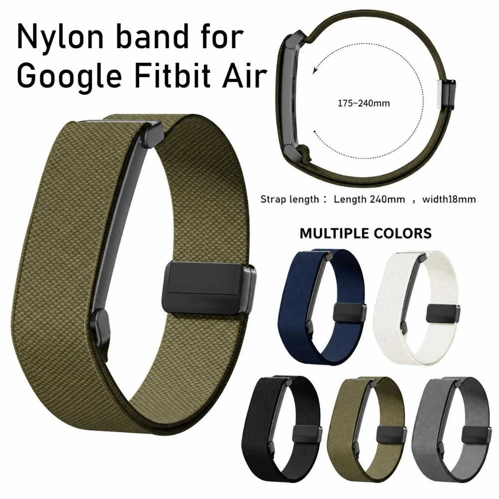 Elastisches Nylon-Uhrenarmband für Google Fitbit Air, Unisex, verstellbar, weich, atmungsaktiv, Sport-Ersatzband für Google Fitbit Air