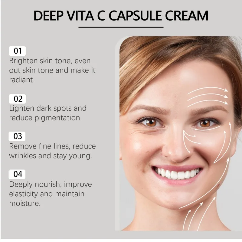 Deep Vita C Capsule Cream Face Moisturizer Gel With Collagen & Niacinamide Anti Wrinkles Firming Repairing Hydrating Skin Care