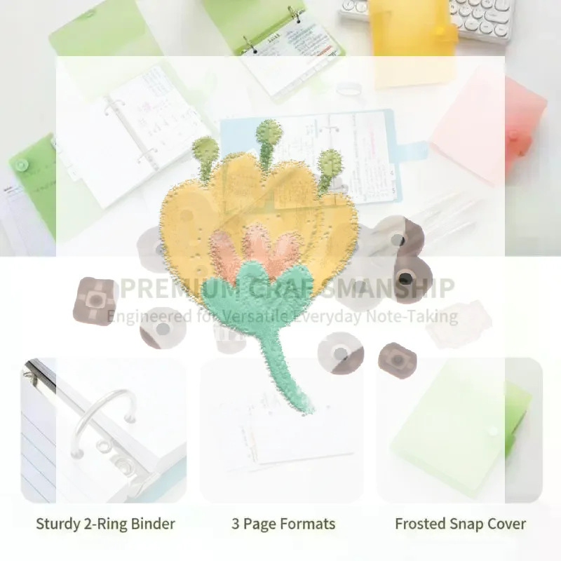 Double Hole Loose Leaf Vocabulary Memo Binder DIY Horizontal Lined Notebook for Home Study Organization