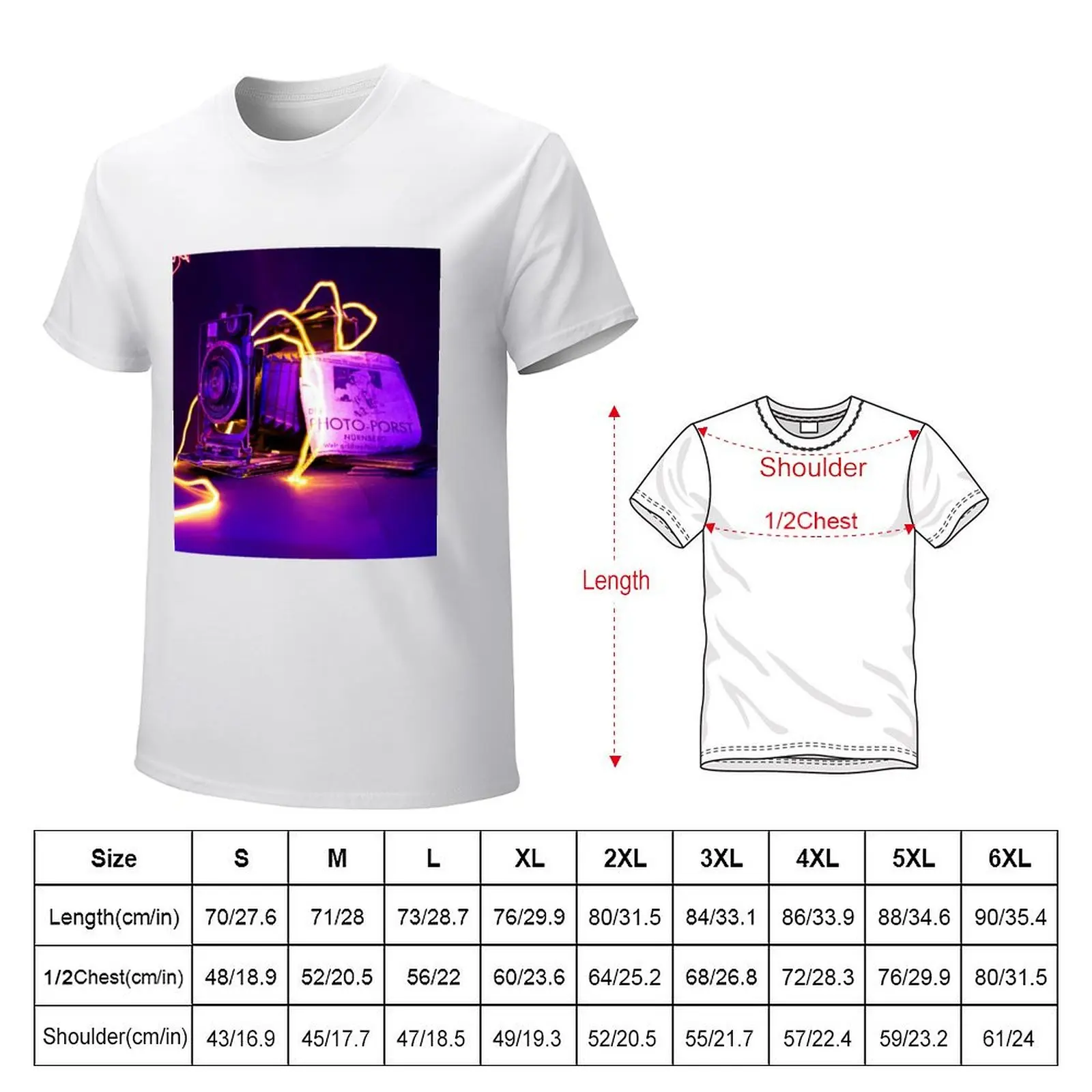 Retro camera light painting T-Shirt kawaii clothes animal prinfor boys oversized t shirt for men