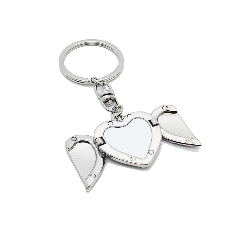 50pcs Creative Heart Locket Metal Keychains Sublimation Keychain Blanks for Custom Printing