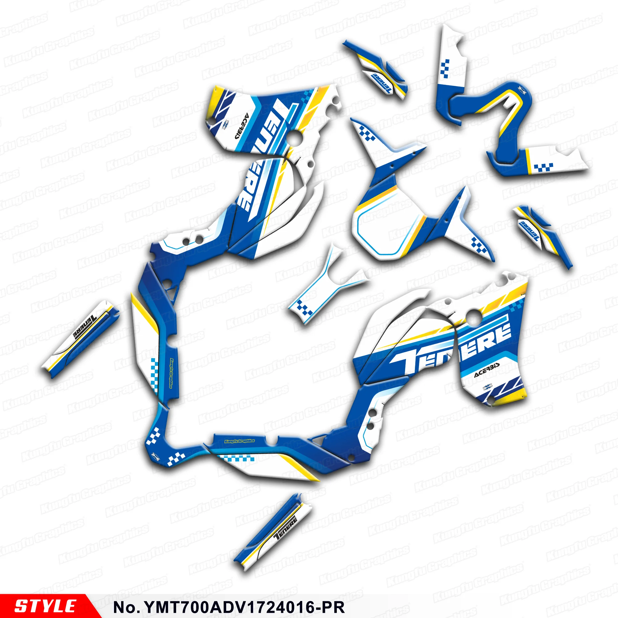 

Комплект графических наклеек JY Racing для Yamaha Ténéré 700 Tenere T700 T7 2017-2024, ремонт, YMT700ADV1724016-PR