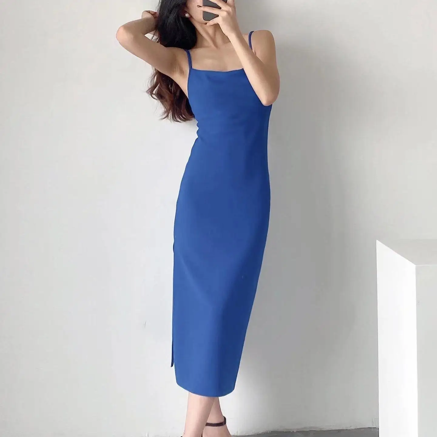 Đầm Mùa Hè Cho Nữ 2022 Thời Trang Gợi Cảm Đầm Dự Tiệc Vintage Quần Áo Khoác Midi Đầm Bodycon Thanh Lịch Pháp Đầm Xanh