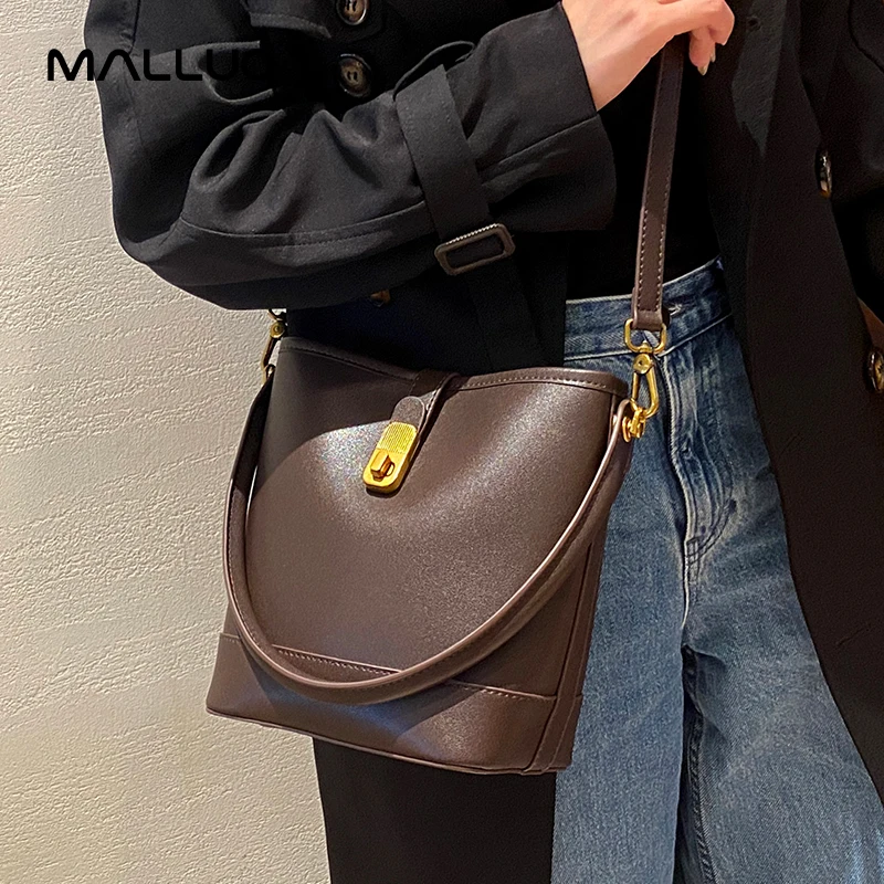 Women\'s Genuine Cow Leather Shoulder Bags Ladies Fashion Versatile Designer Luxury Crossbody Bag Female Bucket Handbags for lady
