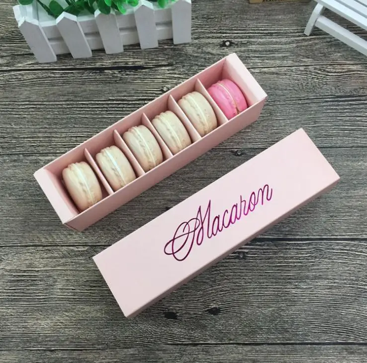 Free Shipping Pink White Black and Green Dessert Macaron Box 6 Cavities Colorful Macarons Pastry Packaging Box 200Pcs Wholesale