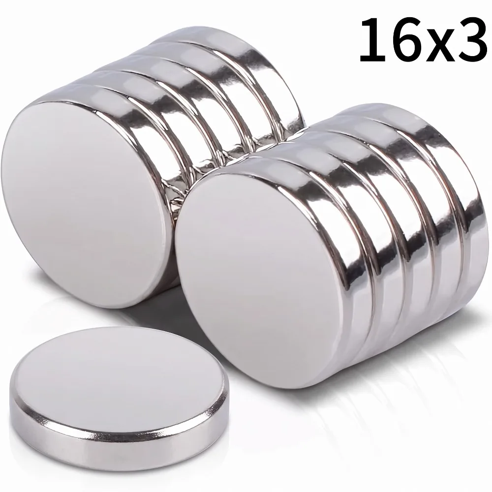 16x3mm Permanent Super Strong Powerful Magnetic Disc Round Neodymium Magnet Imanes for Fridge DIY Building Scientific Craft