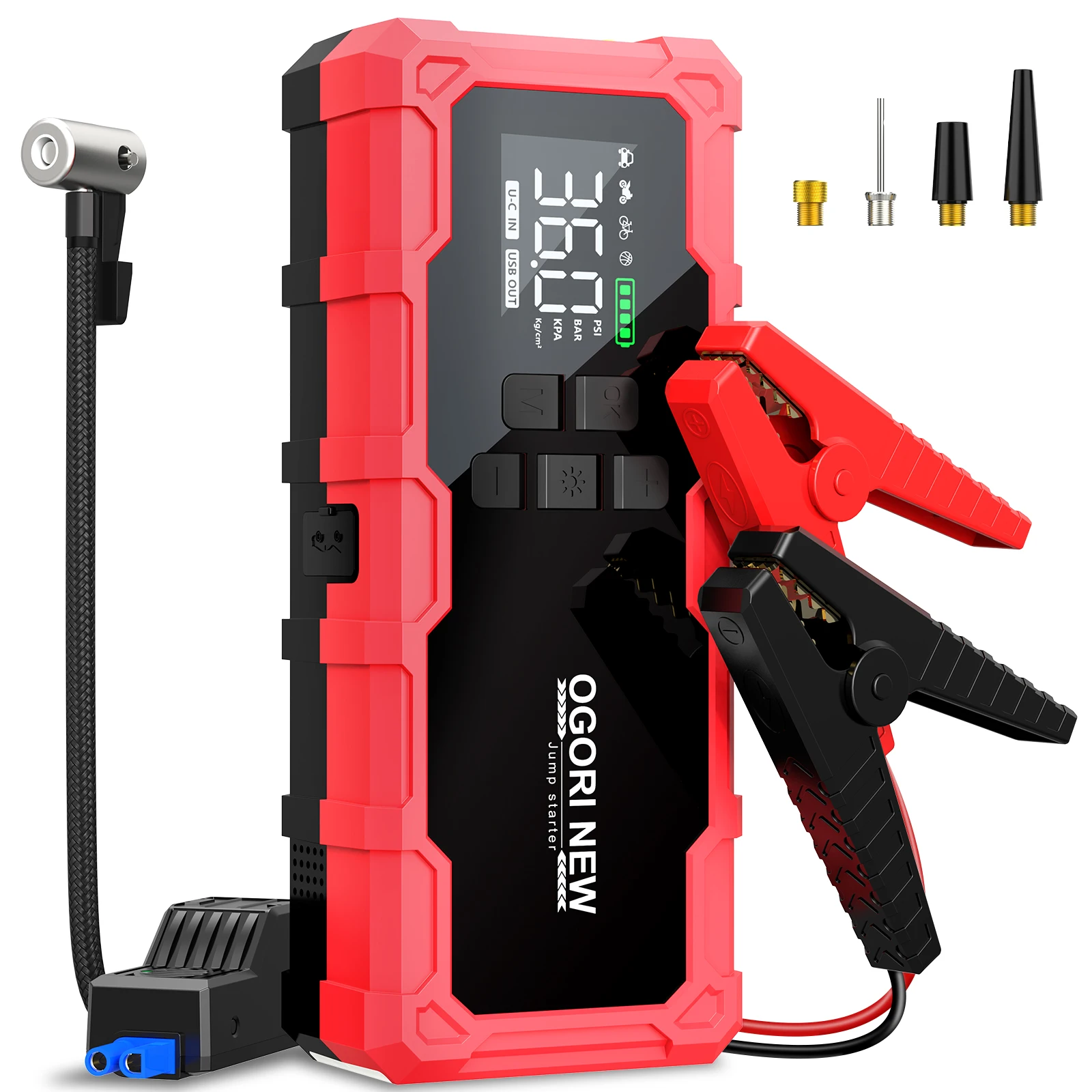 

4 In 1 7000A/4000A Jump Starter Power Bank 150PSI Air Compressor Tire Pump Portable Charger Car Booster Starting Device