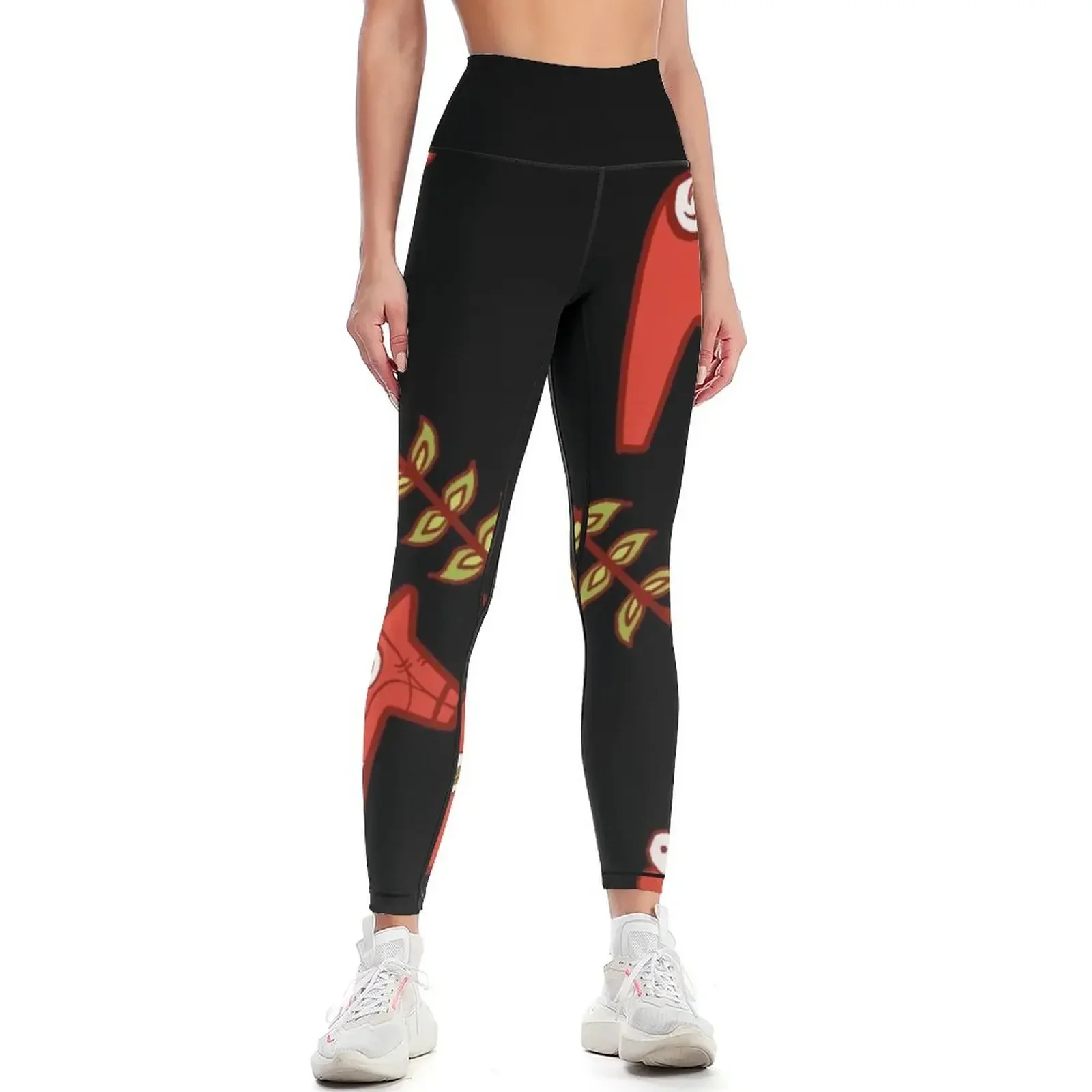 

Dala Horse on Black Leggings Fitness clothing flared gym top sports for push up Womens Leggings