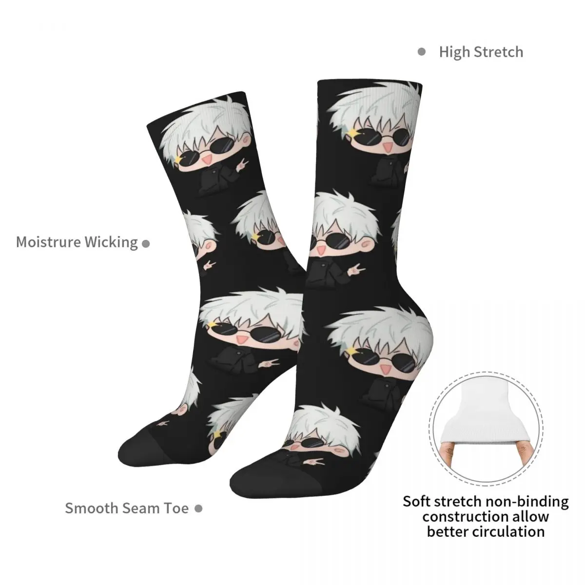 Gojo Satoru Jujutsu Kaisen Men Women Socks Outdoor Novelty Spring Summer Autumn Winter Stockings Gift