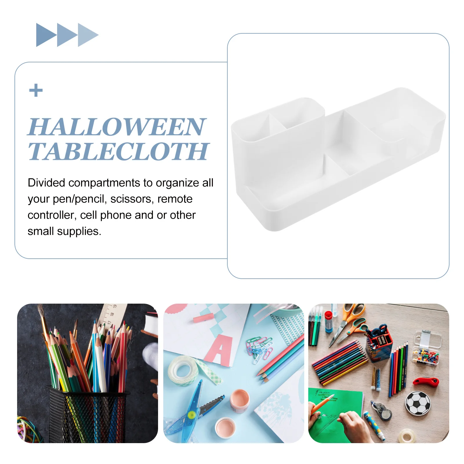 

Desktop Organizer Plastic Pencil Holder with Compartment Storage for Office School Supplies Stationery Pen Pencil Cell Phone