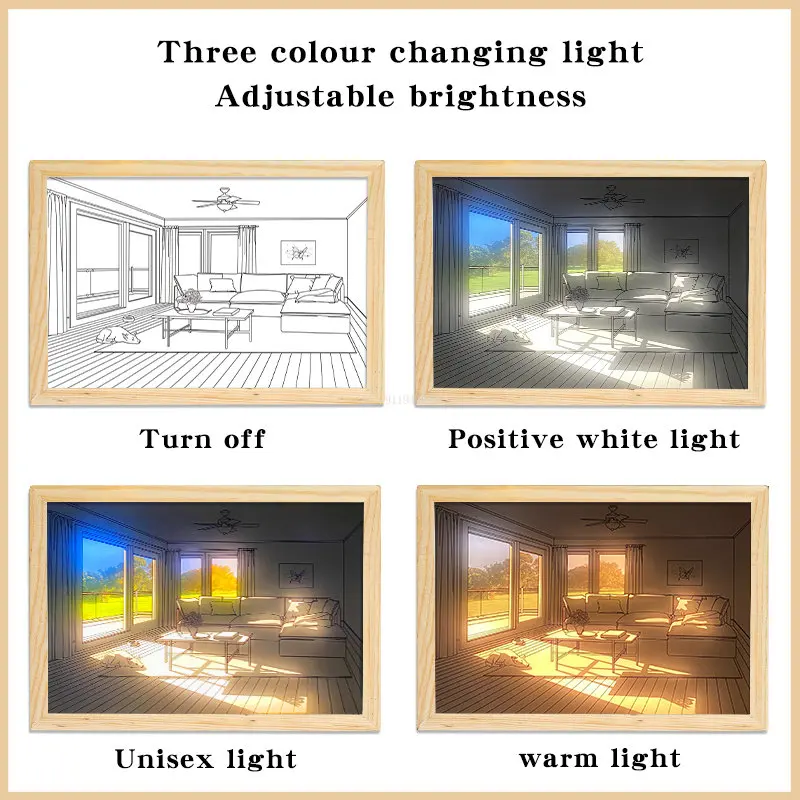 Adjustable Luminous LED Decorative Painting Modern Art Desktop Ornaments Creative Night Light Room Decor Bedroom Decoration