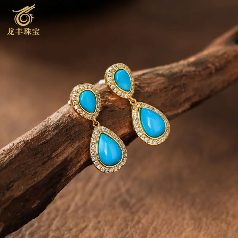 Meisong Drop Earrings Silver Plated 18K Gold Earrings Turquoise High-end Elegant Fashionable Women's Earrings