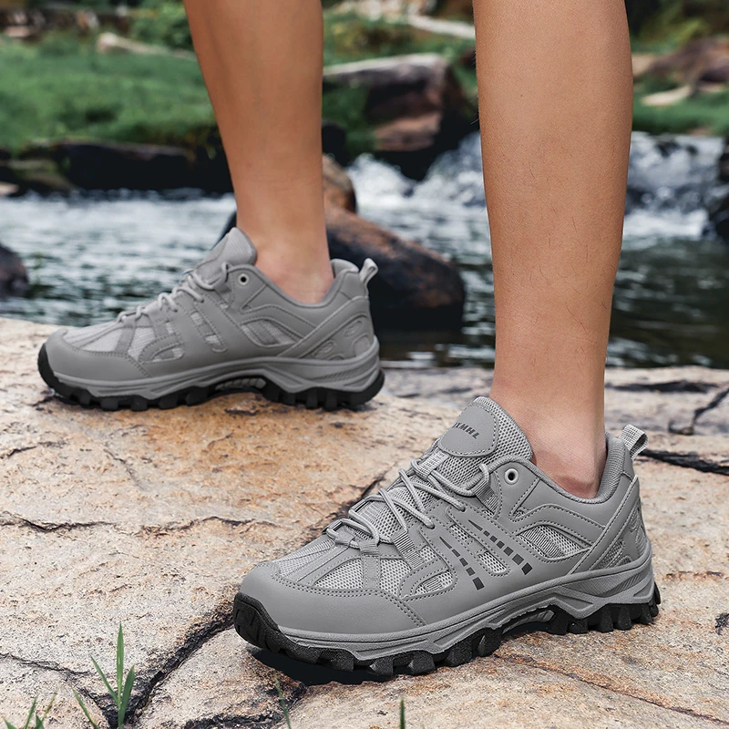 Men's hiking outdoor shoes, four season hiking shoes, hiking low cut lace up shoes, outdoor travel waterproof and anti slip spor
