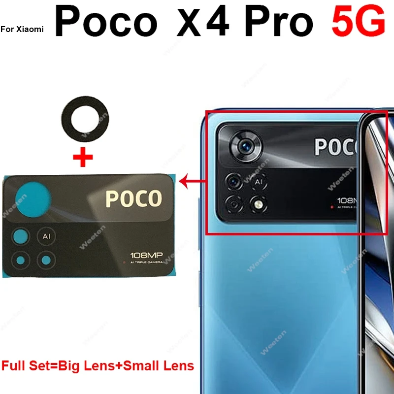 For Xiaomi Pocophone Poco M3 M4 X4 F4 Pro GT 4G 5G Rear Camera Glass Lens Cover Back Camera Glass Lens With Sticker Tape Parts