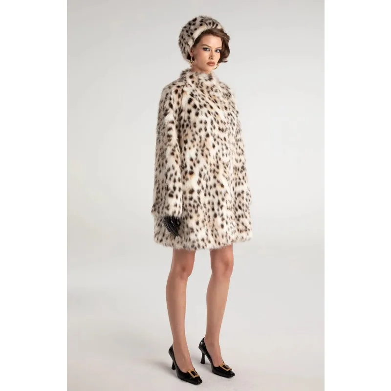 แฟชั่นเลดี้เสื้อขนสัตว์ WARM Faux FUR Coat ผู้หญิงฤดูหนาวหนาเสื้อสเวตเตอร์ถักชุดเสือดาวพิมพ์เสื้อแจ็คเก็ตเกาหลีหลวม