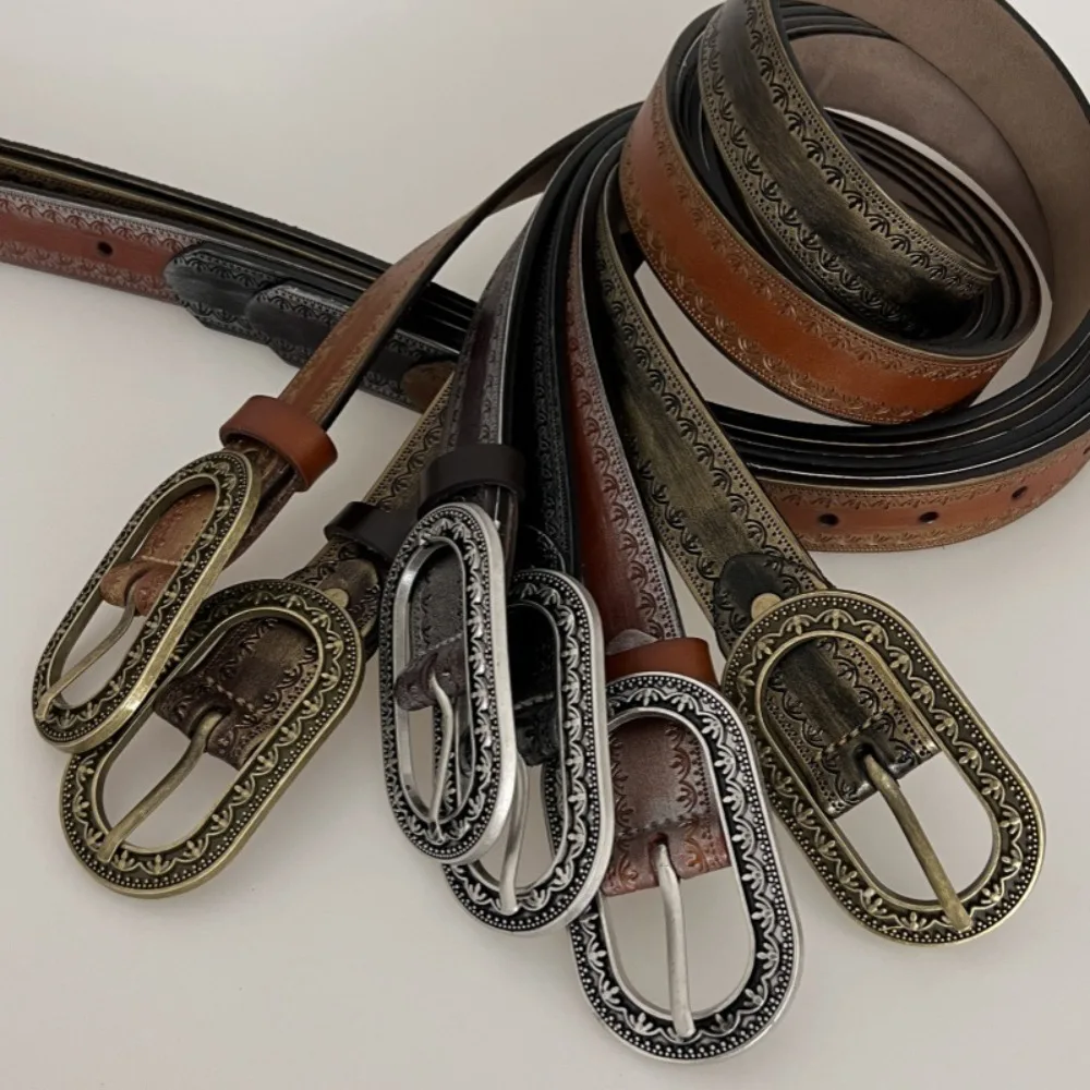 التدرج الرجال حزام خصر الرجعية 2.8 سنتيمتر قابل للتعديل بولي حزام حزام جلد بنطلون الزخرفية منحوتة تنقش خمر زنار الرجال النساء
