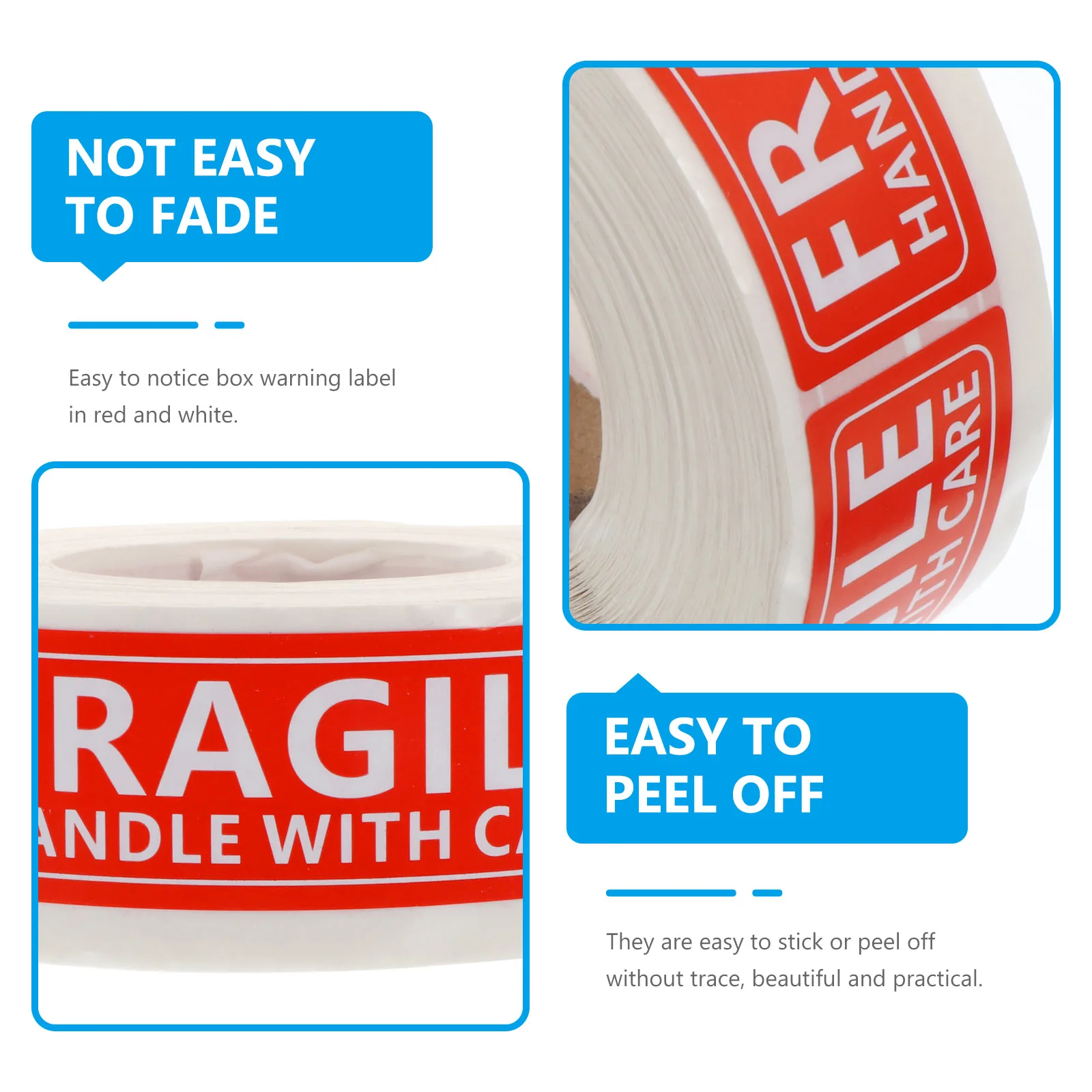 500Pcs Handle with Care Sticker Fragile Warning Label Shipping Packing Adhesive Paper Sticker for Corrugated Boxes Steel Drums