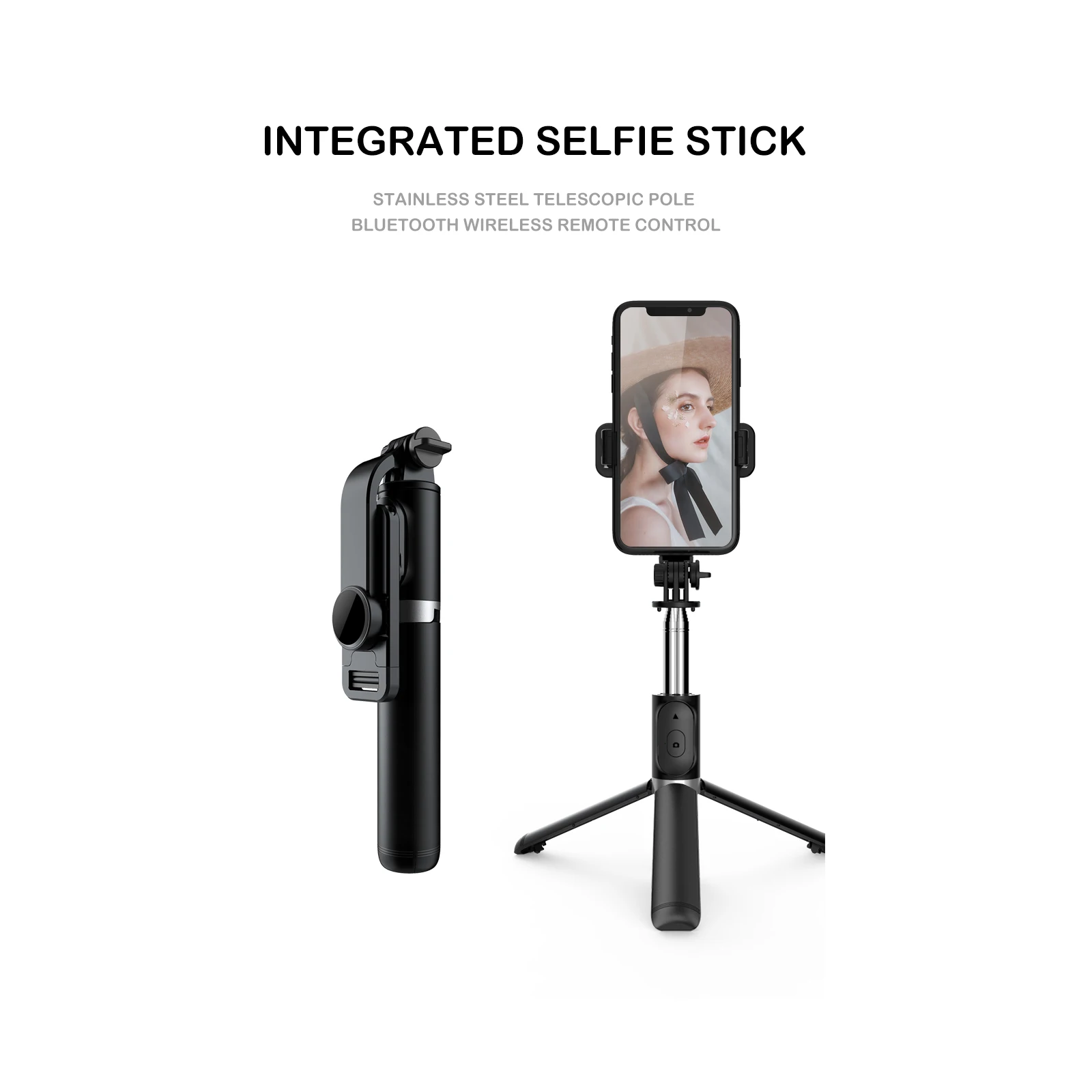 

103CM Selfie Stick Tripod Holder with Bluetooth Remote Shutter Extendable Portable Cell Phone Tripod for Live Streaming Video