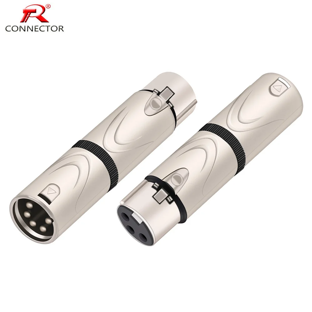 1pc 3Pins XLR Female to 5Pins XLR Male,3Pins XLR Male to 5Pins XLR Female Adapter for DMX Mixer Amplifier Plug Wire Connectors