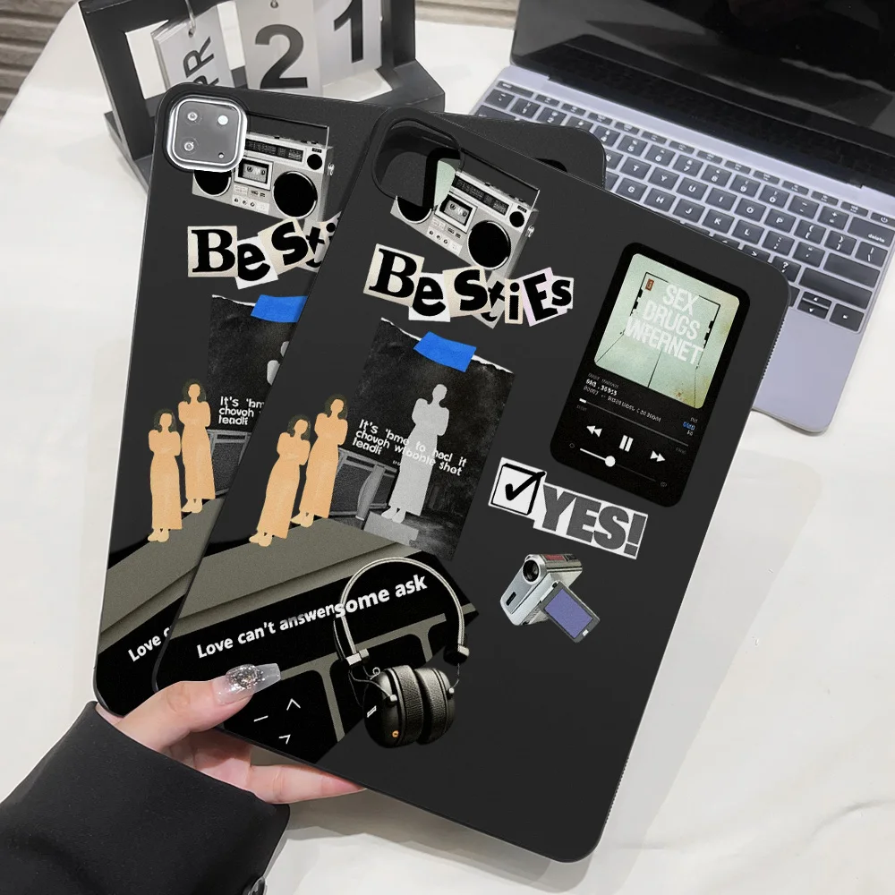 Rectangular Matte Painted Painted Shell for Apple iPad Pro 9.7 10.5 12.9 13 Air 2 3 13 mini 5 Shell Retro Collage Music Elements