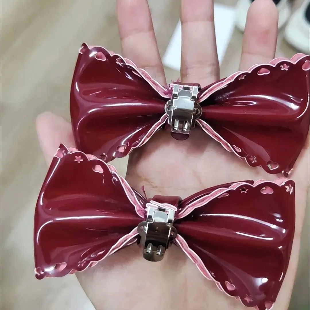 【1pair】Lolita Bow Shoe Clips Detachable Mary Jane Shoe Appliqués Leather Y2k Shoes Accessories for Woman Shoe Decoration