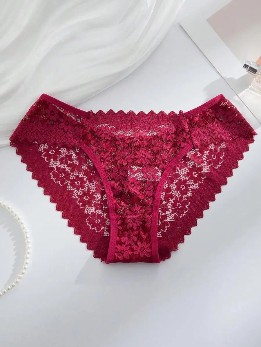 

Romantic Floral Lace Womens Panties Sheer Underwear Briefs