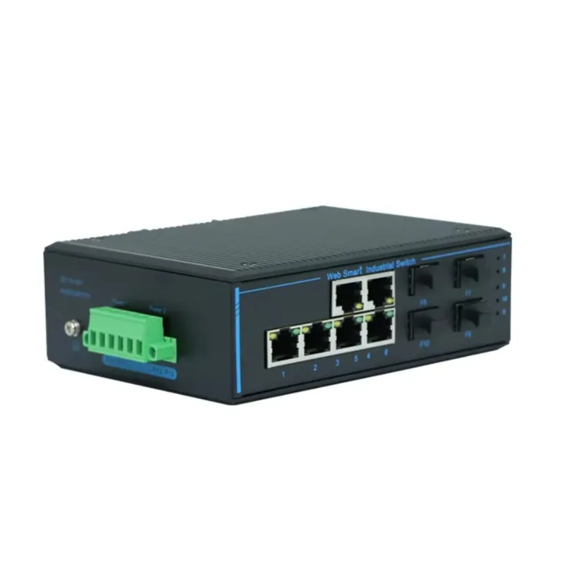 2026 Hot Sale WEB Management Industrial Ethernet Switch 4 SFP Slot With 6 RJ45 Ports DIN 35 Rail L2 Gigabit Managed Network