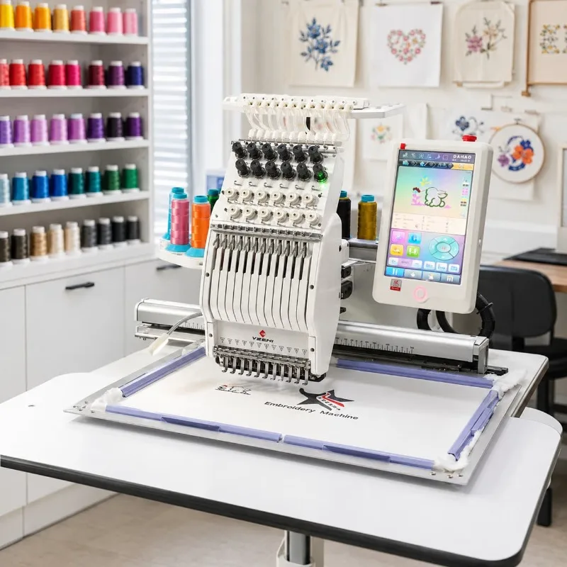 15 Needle Embroidery Machine Single Head Customized Computerized for Cap Garment Shoes Bags Use