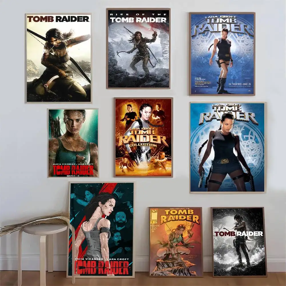 لارا كروفت تومب رايدر أنيمي الملصقات لزجة الديكور اللوحة جدار الفن الأبيض كرافت ورقة جدار ديكور