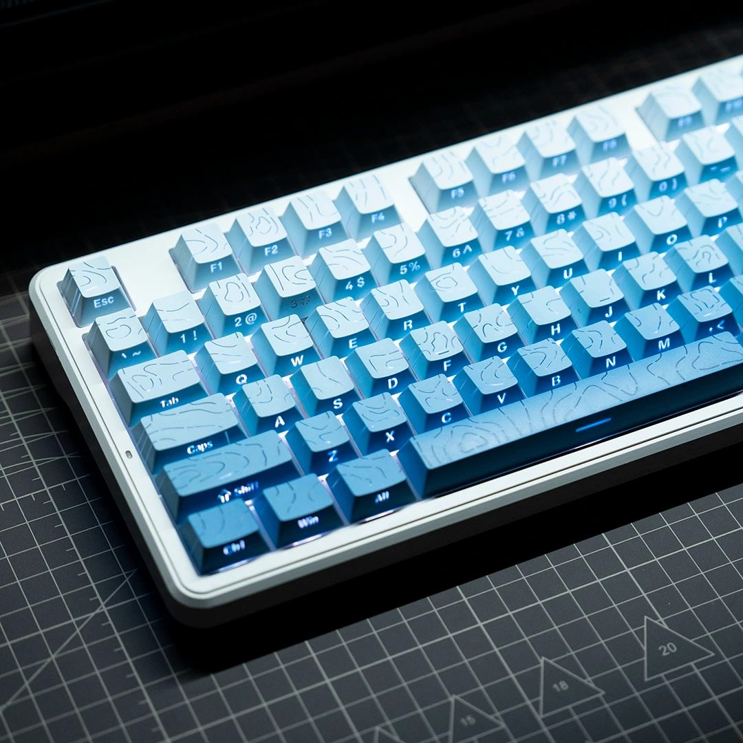 

Колпачки для клавиш с синим контурным боковым принтом и RGB-подсветкой, 134 клавиши, колпачки для клавиш Double Shot PBT, вишневый профиль для переключателей MX, механическая клавиатура